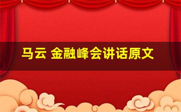 马云 金融峰会讲话原文